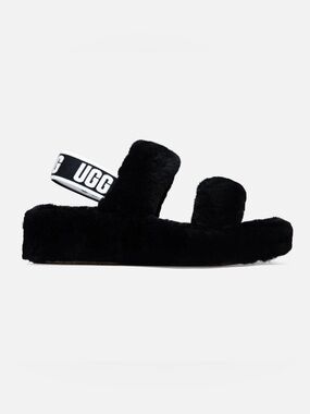 UGG Oh Yeah Slides, Black Sheepskin Sz 8